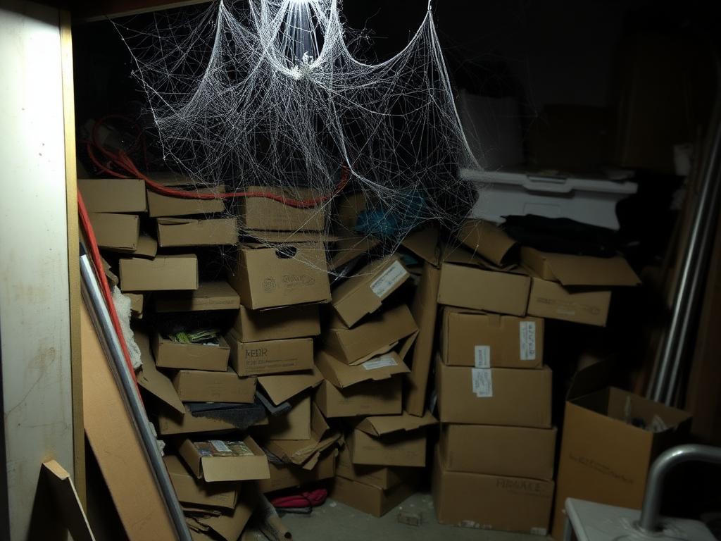 Garage spider & rodent clean-up - before